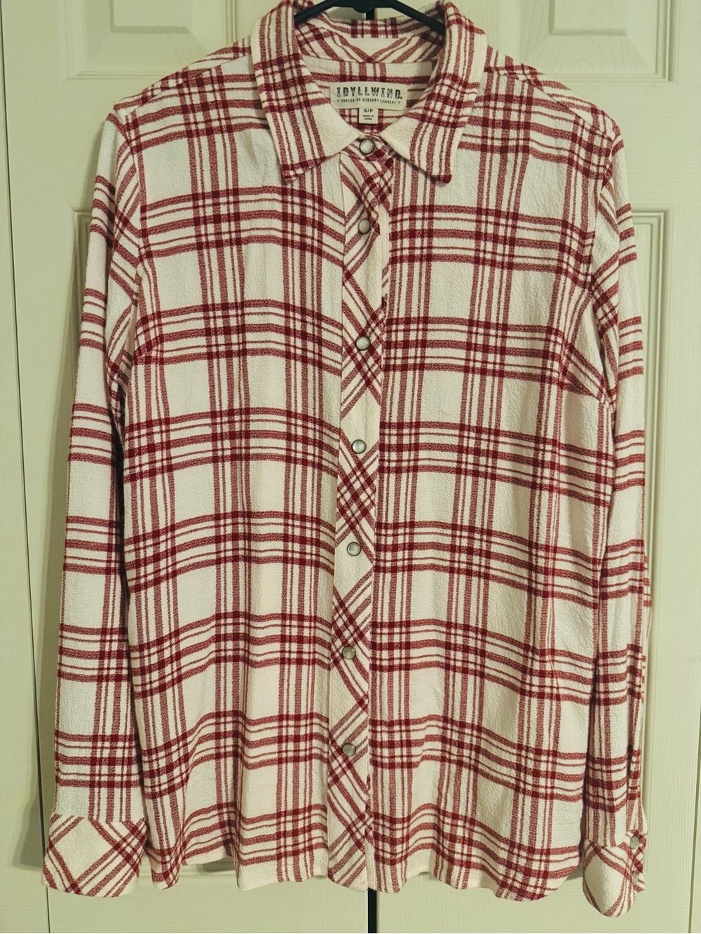 Idyllwind Red and Cream Plaid Button-Down Shirt - never worn